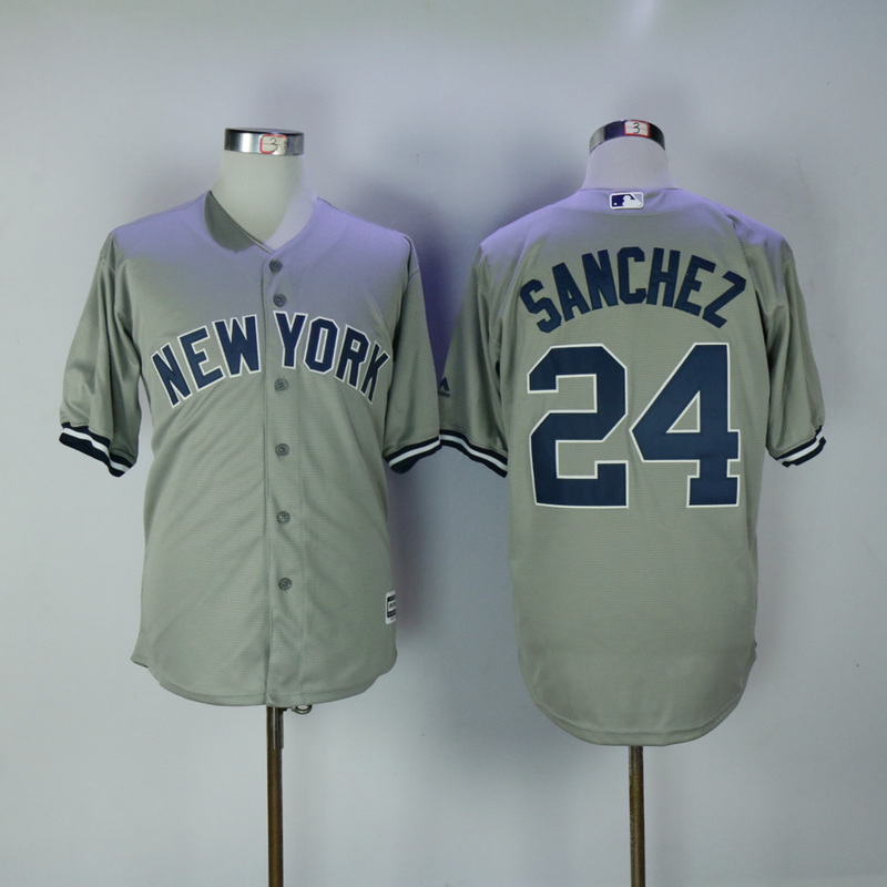2017 MLB New York Yankees #24 Gary Sanchez Grey Game Jerseys->new york yankees->MLB Jersey